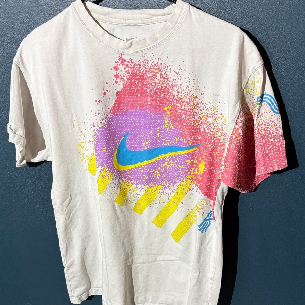 Nike Kyrie Irving 90’s Retro 1992 White Tee with Multicolor Graphic